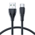 Joyroom USB - USB C 3A kabel Surpass Series för snabb laddning och dataöverföring 0,25 m svart (S-UC027A11)