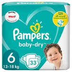Pampers Baby-Dry Nappies, Size 6 (13-18kg) Essential Pack (33 per pack)