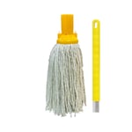 Janit-X PY 14 Colour Coded Mops & Handles 250g Red, Blue, Green, White & Yellow (Yellow Mop Head x 5, 1 Yellow Handle)