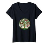 Womens Fun Apple Tree Design V-Neck T-Shirt