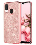 YINLAI Samsung Galaxy A20e Case Samsung A20e Phone Case Glitter Shiny Sparkly Slim Shockproof Hybrid Covers Drop Protection Girly Women Phone Case for Samsung Galaxy A20e,Rose Gold/Pink