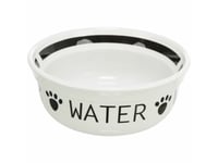 Trixie „Water" Bowl, Ceramic, 1.6 L/Ø 20 Cm, White/Black