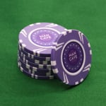 25 x Full Size Poker Chips Man Cave Branded Roulette Casino Texas Hold Em Purple
