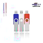 VIEKUU Clé USB 2.0 Lot de 3 Pièces Flash Drive 16 Go pour Ordinateur, Lecteur, Télévision, Automobile,etc, avec Couleur Mixte (3 PCS
