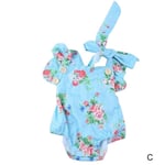 Fashion Flower Newborn Baby Girl Clothe Jumpsuit Romper Blue 90