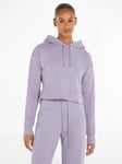 Calvin Klein Ribbed Cropped Hoodie, Lavender Aura