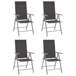 Tidyard Folding Garden Chairs Set Reclining Armchair Outdoor Patio Dining Armchair with Aluminium Frame 4 pcs Textilene Black