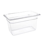 Vogue Polycarbonate 1/4 Gastronorm Container 150 mm Deep, Clear, Capacity: 3.7 Litre, 1/4 GN Plastic Gastronorm Tray, Stackable - Fridge, Freezer & Dishwasher Safe - Lid Sold Separately, U238