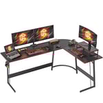 Cubiker Bureau Gaming Angle 170x120cm, Bureau d'angle avec Support d'écran, Bureau Gamer en Forme de L, Table Gaming pour Jouer, Etudier et Travailler, Fibre de Carbone Noir