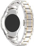 NeatCase Watch Strap compatible with Galaxy Watch 42mm / Active / Active2, Solid Stainless Steel Link Bracelet (20mm, Silver with Gold)