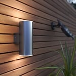 SolarCentre® Chester Up & Down USB Chargeable Solar Powered Outdoor Wall Light - Powered by Leaf (Silver)