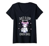 Womens Gaga Ball Anime Girl loves Gagaball Dodgeball V-Neck T-Shirt