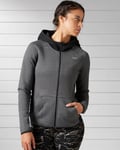 Reebok Quik Cotton Full Zip Hoodie - Dark Grey Heather - L