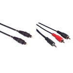 PremiumCord Câble Audio Optique Toslink M/M 2 m & Câble Jack vers RCA Y 5 m - Prise Jack 3,5 mm vers 2 Prises RCA RCA mâles vers RCA RCA - Audio stéréo - pour Appareil Photo numérique, TV