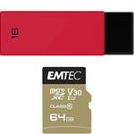 Pack Support de Stockage Rapide et Performant : Clé USB - 2.0 - Séries Runners - 16 Go + Carte MicroSD - Gamme Speedin - 64 GB