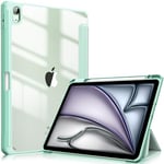 FINTIE Coque pour iPad Air 11 Pouces 2024 M2 / iPad Air 5 2022 / iPad Air 4 2020 10.9" - [Rangement de Stylet] Housse Transparente Claire Etui Antichoc Veille/Réveil Auto, Vert