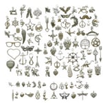 100 små silverlegering hängen halsband armband hänge örhängen handgjorda DIY material kit