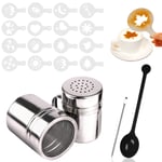 20PCS Chocolate Shaker Dusters with Coffee Stencil, Stainless Steel Mesh Shaker Powder Shake for DIY Cappuccino Coffee,Icing Sugar Cocoa Flour & Latte Coffee,Kitchen, Drinks and Baking