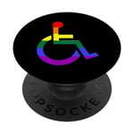 Symbole de fauteuil roulant arc-en-ciel PopSockets PopGrip Interchangeable