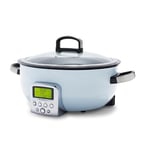 GreenPan Elite Essential Smart Electric 5.6L Skillet Pot, Easy Sear Saute Stir-Fry & Rice Cooker Presets, PFAS-Free Healthy Ceramic Non-Stick, Dishwasher Safe Parts, LED Display, Blue Haze