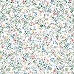 Vaxduk - små blåa, röda och gula blommor