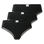 Schiesser Trosor 3P Modern Cheeky String Svart bomull 46 Dam