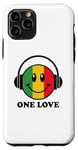 Coque pour iPhone 11 Pro One Love Rasta Reggae Casque de musique Smile Face Rastafari