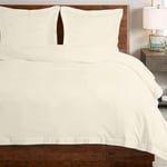 Pizuna Coton peigné Ensemble de Housse de Couette 260x220 cm 2 Personnes Ivoire Neuf, 100% Coton Longue Tige 400 Fils Armure Satin, Housse de Couette de Luxe avec Fermeture à Boutons Ivoire Neuf