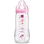 MAM Mam Easy Active 2nd Age Decorated Baby Bottle - 330ml Från 6 Månader X Flow Teat Pink