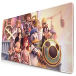 Kingdom Hearts Japanese Anime Style Large Gaming Mouse Pad Desk Mat Long Non-Slip Rubber Stitched Edges Mice Pads 15.8x29.5 in