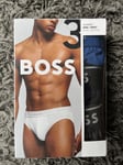 Hugo Boss Classic Briefs Cotton Stretched Pack of 3 Blue/Grey/Black Size Large