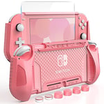 B-Pink - Étui De Protection Pour Nintendo Switch Lite, Avec Rangement Pour Cartes De Jeu, Protecteur'écran En Verre Trempé Et Poignée À 6 Pouces