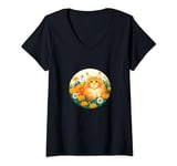 Womens Ginger Orange Maine Coon Sunshine V-Neck T-Shirt