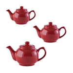 Price & Kensington Set of 3 Gloss Red Stoneware Teapots Multi Serving Tea Pots