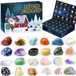 Adventskalender 2024 Stenar, 24 Dagar Naturliga Kristall Agat Stenmineral & Fossil Adventskalender Kristaller Jul Blind Box