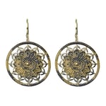Earrings Lotus Mandala Brass Golden