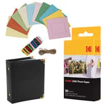 Kodak - Papier Photo Premium Zink de 2x3 Pouces (50 Feuilles) + Cadres Photo colorés et carrés à accrocher + Album Photo (Compatible avec Kodak Printomatic)
