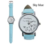 Wrist Watch Compass Timer Quartz Analog Sky Blue