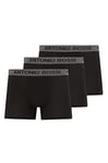 ANTONIO ROSSI (3/6 Pack) Men's Fitted Boxer Hipsters - Mens Boxers Shorts Multipack with Elastic Waistband - Cotton Rich, Comfortable Mens Underwear, Black with Grey Band (3 Pack), M