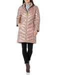Calvin Klein Women's Plus-Size Quilted Packable Down Coat Jacket Cotton Lightweight, Shine Rosewood, 1X