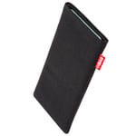 fitBAG Rave Black custom tailored sleeve for OnePlus 8 Pro | Made in Germany | Fine suit fabric pouch case cover with MicroFibre lining for display cleaning