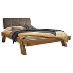 Stella Trading futon Moderne Nilas 140 x 200 cm Double Confortable avec tête de lit rembourrée, Chêne Massif