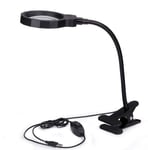 REGEN Magnifying Glass With Light - 2 In 1 Clamp Table & Desk Lamp Energy Saving Led Ultra Bright Daylight Light, Great For Reading, Hobbies, Crafts, Workbench- Black A/A
