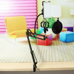 Microphone Suspension Boom Scissor Arm Stand Phone Holder For Br