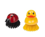 2 x Duck Shape & Lady Bird Shape Washing Up / Scrubbing Brush (one pc Each)