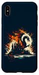 Coque pour iPhone XS Max Jeu de fantastiques château de réflexion de dragon flamme double exposition