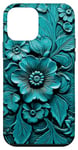 Coque pour iPhone 12 mini Western, turquoise sarcelle et cowgirl, campagne, bohème floral