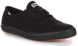 Keds Champion Low Top Lace Up Casual Canvas Shoe Black Womens UK 3 - 8