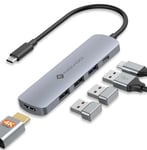 NOVOO 5-en-1 Hub USB C, Adaptateur USB C vers HDMI 4K, Charge 100W PD, USB-C vers USB x 3, USB C Adaptateur Multiport Compatible avec Macbook Air Macbook Pro Chromebook