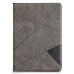 iPad 10.2 (2021) / (2020) / Air (2019) geometriskt mönstrat flipfodral i läder - Grå